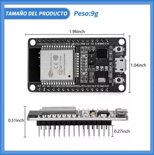 Módulo Esp32 Cp2102 Wifi + Bluetooth 4.2 Ble Nodemcu Con Cable Usb Juego De 3 Piezas