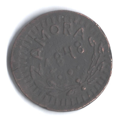 Moneda  Cobre Un Octavo De Zamora Año 1848  Grande