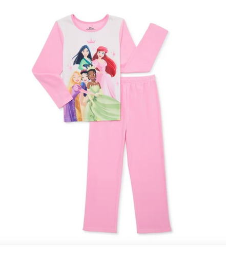 Pijama Para Niñas Disney Princess 2 Pzas Set Manga Larga *sk