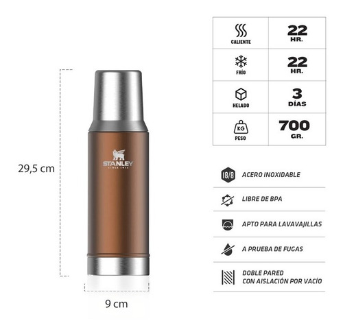 Imagen 2 de 4 de Termo Stanley Original Mate System Classic 800ml