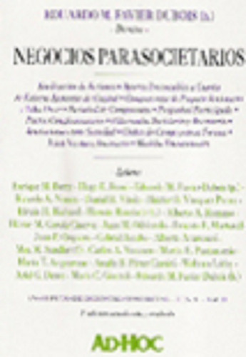 Negocios Parasocietarios, De Favier Dubois, Eduardo M. (h.). Editorial Ad-hoc, Edición 1 En Español