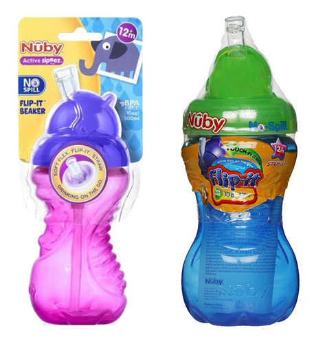 Vaso Con Pajita Nuby Antivuelco Tecnologia Flip It 295ml