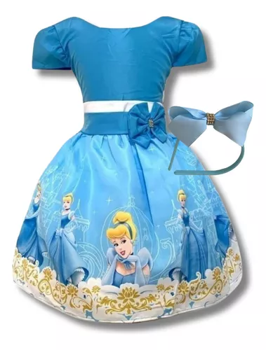 Vestido Infantil Cinderela Brinde Disney Tam 4 A 10 - Compre Agora