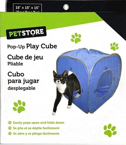 Casa Gatos Mascotas Cubo Plegable 38×38×38cm Azul. St