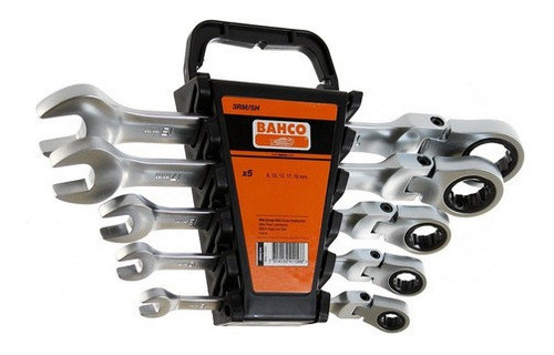 Set Llave Combinada Con Crique Articulada Bahco 5 Pcs 3rm/5h