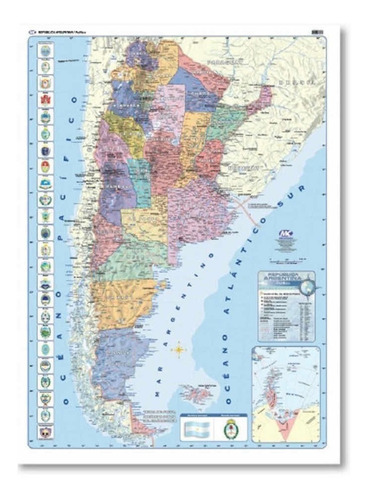 Mapa Argentina Pol Papel Con Los Escudos De Las Provincias