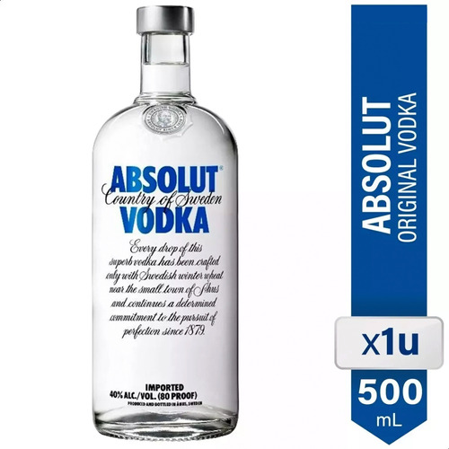 Vodka Absolut Azul Clasic Importado - 01almacen