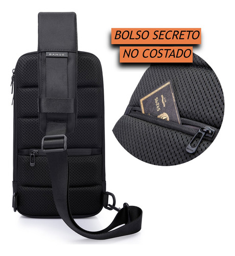 Mochila Transversal Pequena Bolsa Ombro Shoulderbag Cor Preto Desenho Do Tecido Liso Premium