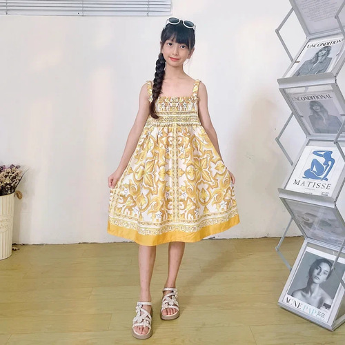 Vestido De Verano Para Niños Dhome, Algodón Sin Mangas