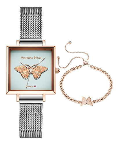 Reloj Mujer Victoria Vhset0182s Cuarzo Pulso Plateado Just W