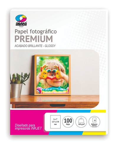1 Paquetes Papel Fotográfico Glossy 5x7 260gr 100 Hojas Color Blanco
