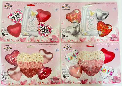 Set 5 Globos Corazon San Valentin Bodas