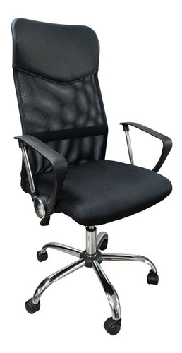 Silla De Escritorio Consulogo Mesh 8807 Ergonómica  Negra Con Tapizado De Cuero Sintético Y Mesh