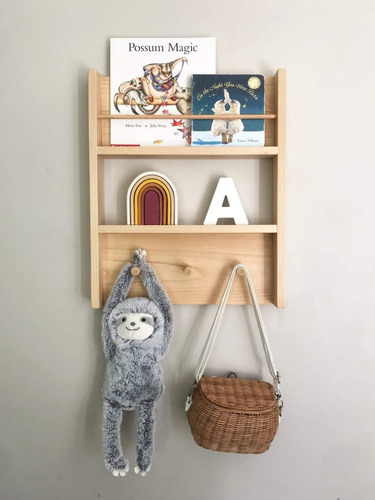 Soporte Estante Perchero Para Libros Niños Montessori 