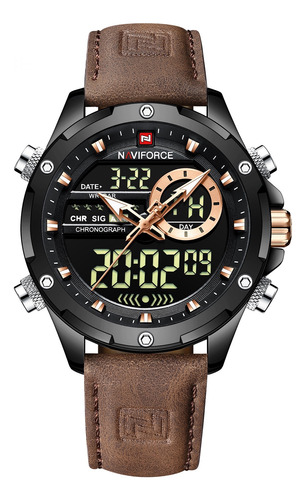 Reloj Naviforce Correa De Cuero Dual Analógico Y Digital