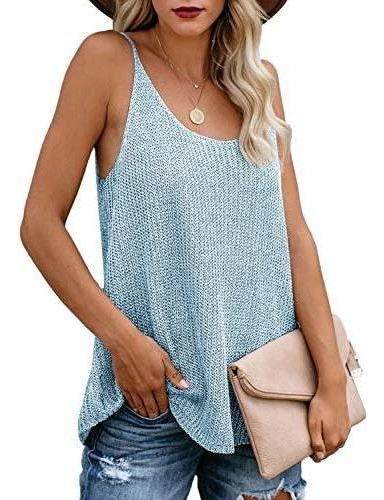 Alvaq Mujeres Summer Strappy Knit Tank Tops Camisas Sueltas