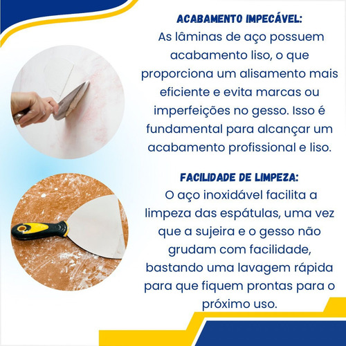 Kit Espatula Para Gesso Rejunte Massa De Vidro Raspar Parede Tinta Massa Corrida Pintor Drywall Gurumania