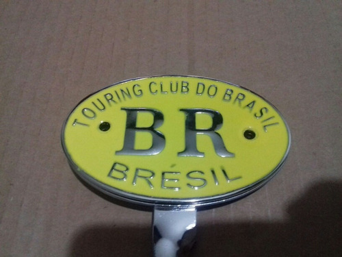 Emblema Br Touring Brasil Amarelo E Suporte Parachoque Fusca