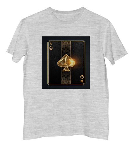 Remera Hombre Carta Oro Poker Picas Negro Naipe