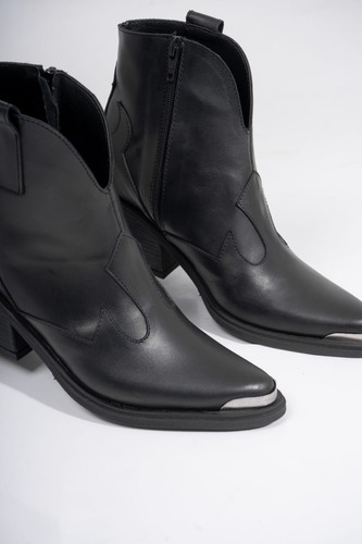 Botas Texanas Caña Corta Puntera Metalica Cuero Mujer
