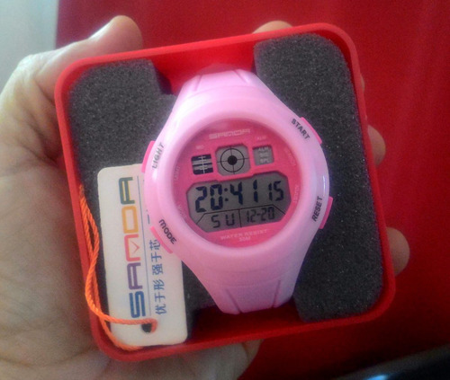 Relogio Pulso Digital Feminino Ant Shock Sanda 331 Rosa