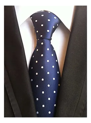 Vinesen Corbata De Seda Con Lunares Blancos Y Azul Marino Pa