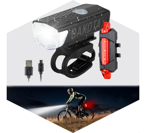 Kit Luces Usb Led Seguridad Bici Delantera Y Trasera +