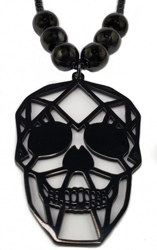 Dije Calavera Fashion Plana Negro Acero Inoxidable #135