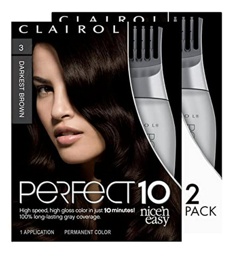 Clairol Nice'n Easy Perfect 10 Permanent Hair Color, 3 Darke