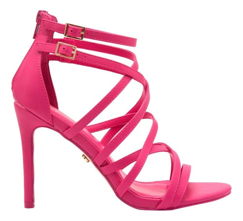 Zapatilla De Tiras Belinda Peregrin Fucsia Tacón 10cm 