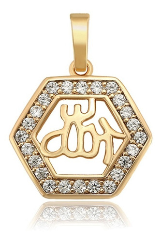 Dije Oro 18k Lam Alá Musulman Religion Diamantado