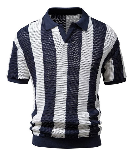 Camiseta Vintage De Crochê Com Gola De Golfe Hollow Out