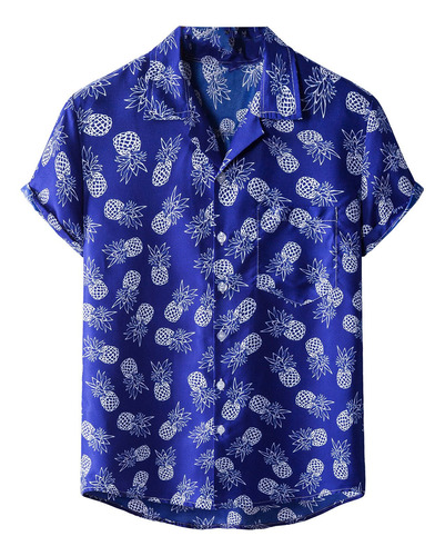 Polera De Playa Hawaiana De Manga Corta Con Estampado De Hom