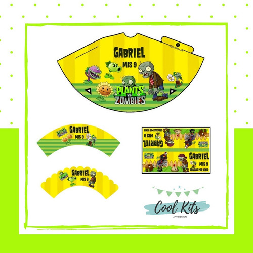 Kit Imprimible Plantas Vs Zombies Personalizado Candybar