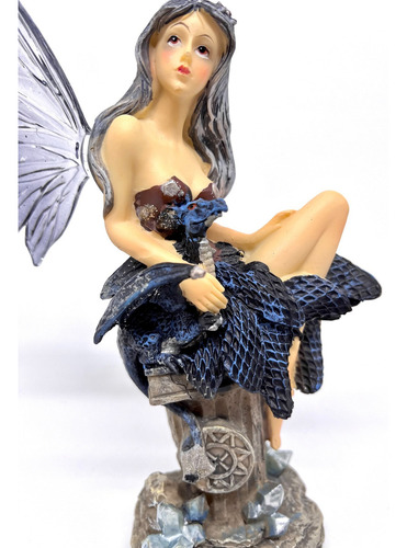 Fada Sentada No Pedestal - Ca71277-5b Cor Azul