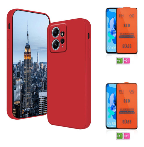 Case Silicona Rojo Para Xiaomi Redmi Note 12 4g + 2 Micas