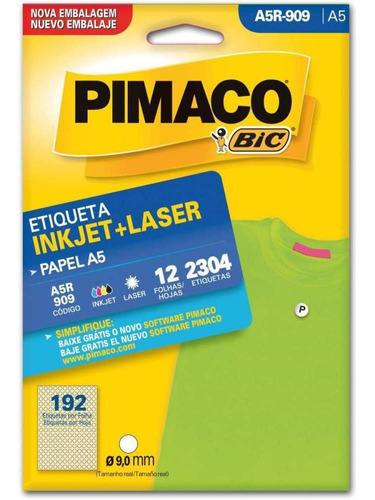 Etiqueta A5 A5r-909 Redonda 12 Fls 9,0 Mm - Pimaco Ct/2304