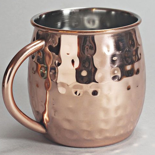 Imagem 2 de 3 de Caneca Moscow Mule Martelada 470ml Inox Rosê Gold Cobre