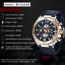 Comprar Relojes De Cuarzo Cronógrafo De Cuero Benyar Para Hombre