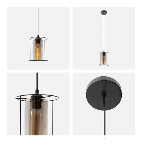 Lámpara Colgante Modern Luxe Negro E27 40w 1 Luz