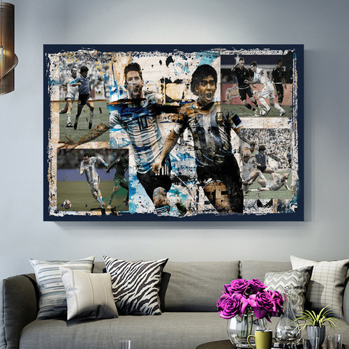 Póster Sobre Lienzo Con Imágenes De Jugadores De Fútbol Para