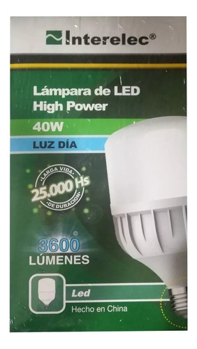  Lampara Led Alta Potencia 40w Interelec Luz Fria