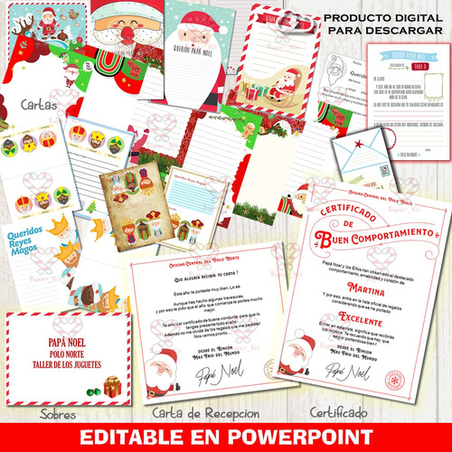 Kit Imprimible Cartas Papa Noel Y Reyes + Props