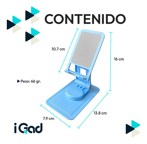 Soporte Universal Para Celular iGAD Base De Plástico Portátil Plegable Slim Holder De Escritorio Color Azul