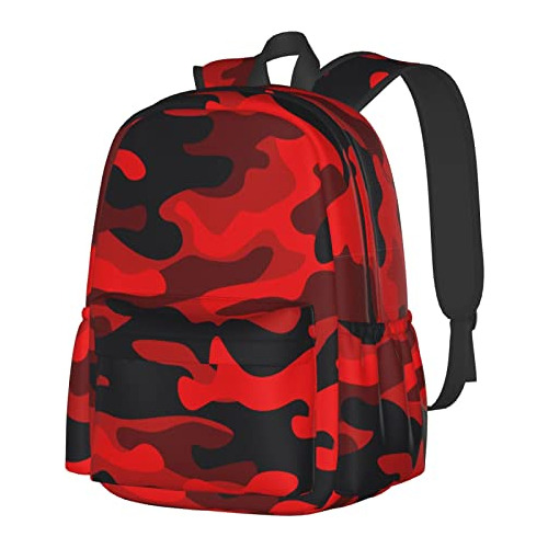 Mochila Para Militares Camouflake Camo Rojo Negro