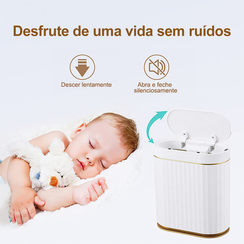 Lixeiras De 10 Litros Automática Com Sensor Borda Branco