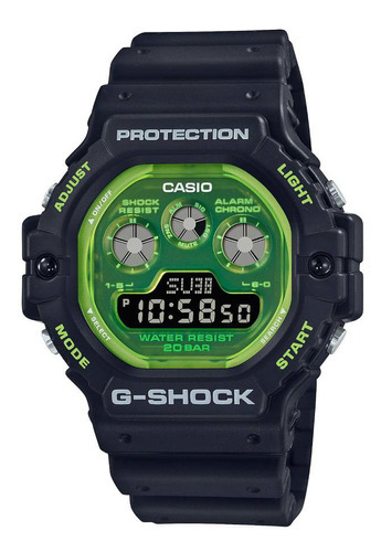 Reloj Casio Hombre G-shock Dw-5900ts-1dr /jordy Color de la correa Negro Color del bisel Negro Color del fondo Verde