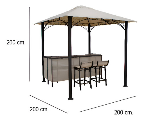 Gazebo Con Bar Y 2 Bancos