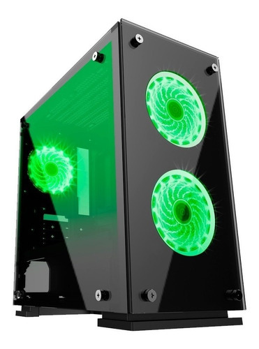 Gabinete Gamer Gamemax Hero Midtower Com3 Fans H605-ta Green Cor Preto