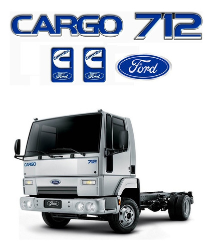 Adesivo Ford Cargo 712 Cummins Emblema Resinado 17582 Cor Azul